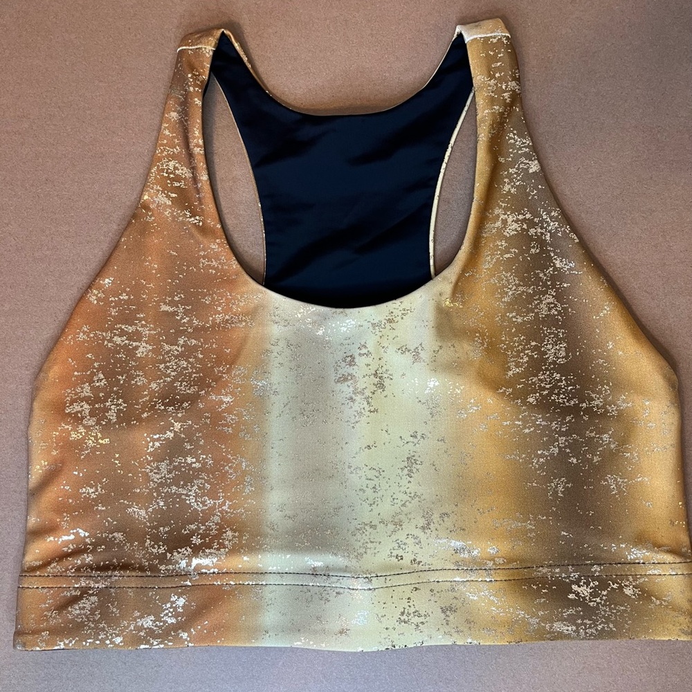 Terez Gold Cut Out Crop Tank Top